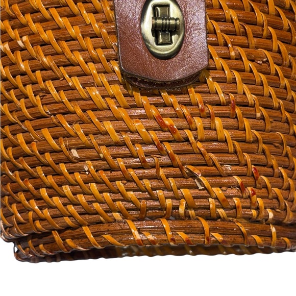 Patricia Nash Caselle Wicker Basket Bag Leather Trim Turn Lock Purse - Picture 8 of 16
